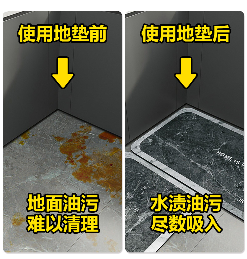 キッチン用防滑マット 油汚れを防ぎ 吸水性抜群 お手入れ簡単な専用マット