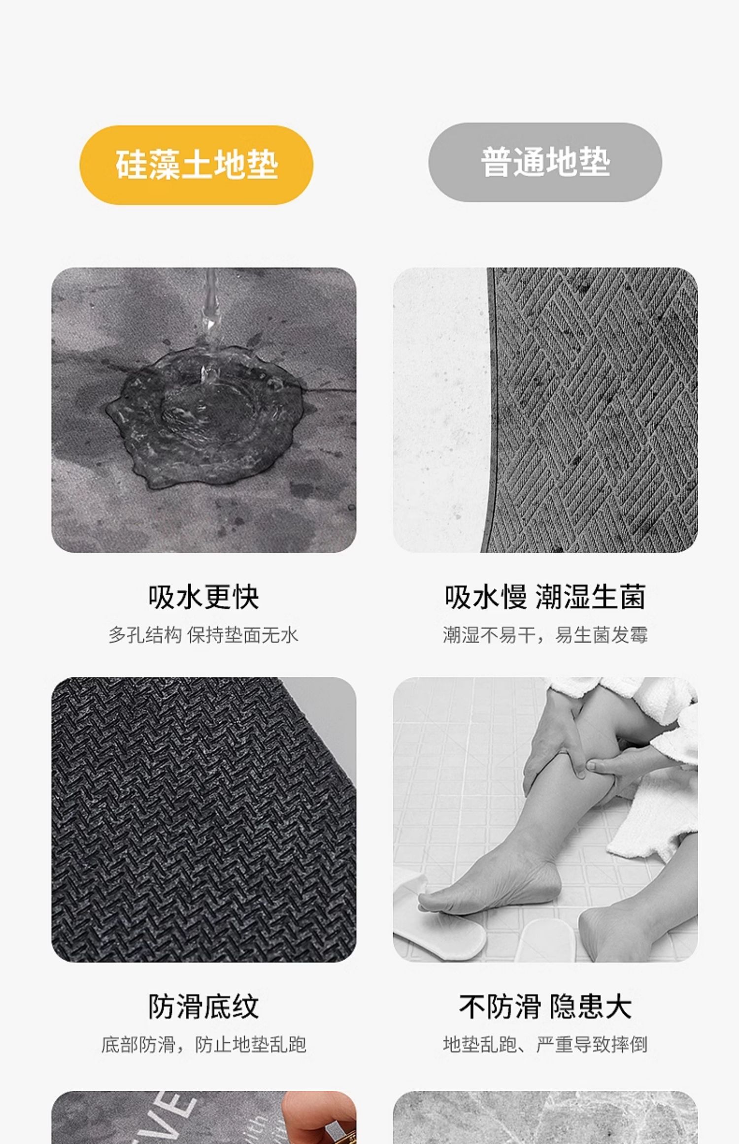 キッチン用新作マット 吸水防滑でお手入れ簡単 清潔感あふれる玄関マット