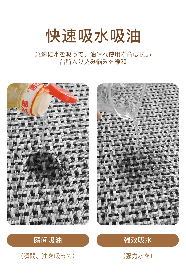 キッチンで使える防滑マット 汚れに強く水を吸収する便利なマット