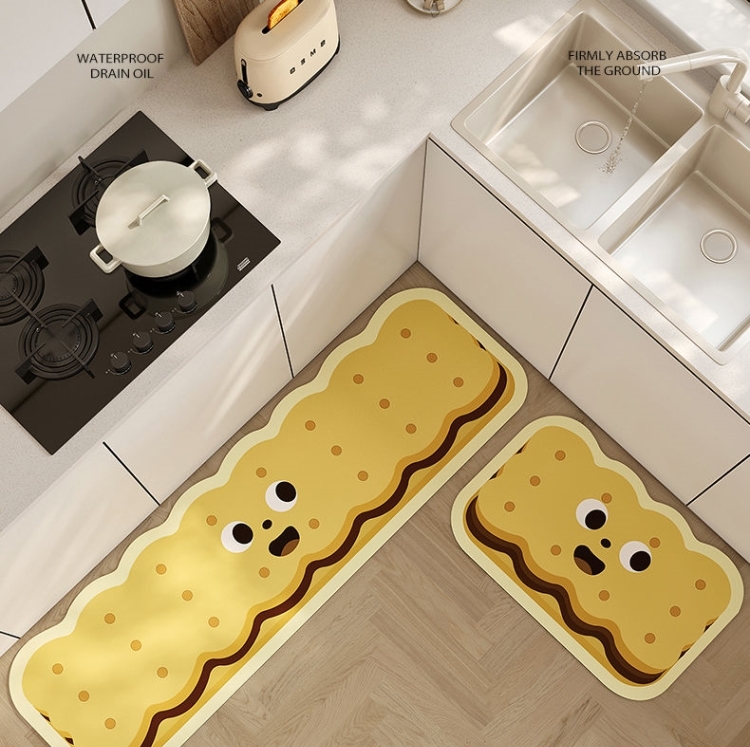 ユニークなキッチン用マット 防滑吸水でお手入れ簡単 家庭にぴったりなマット