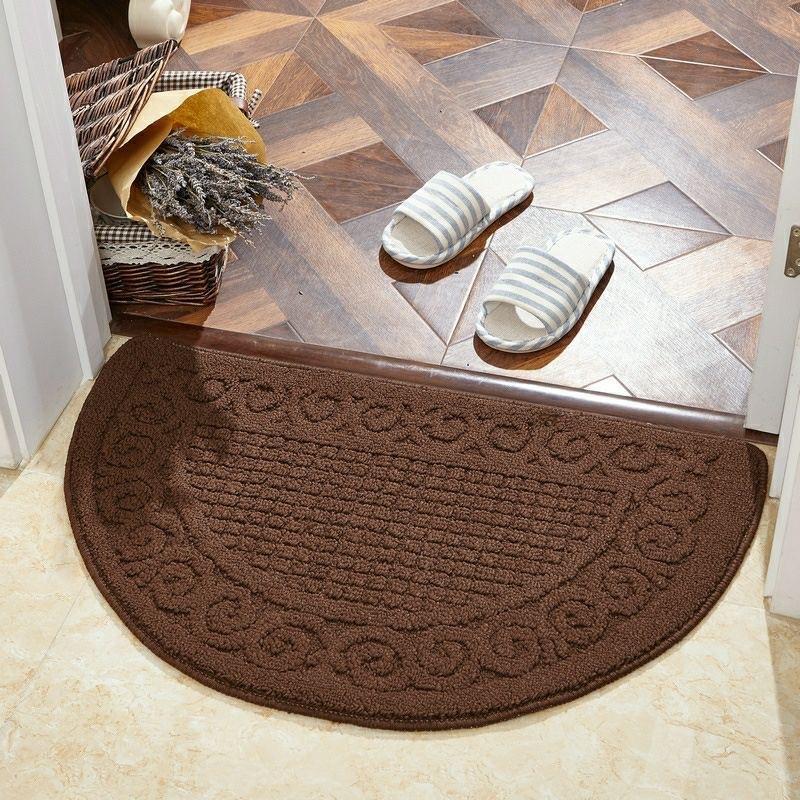 シンプルな半円形キッチンマット 吸水性抜群の防滑デザイン 玄関や浴室にも最適