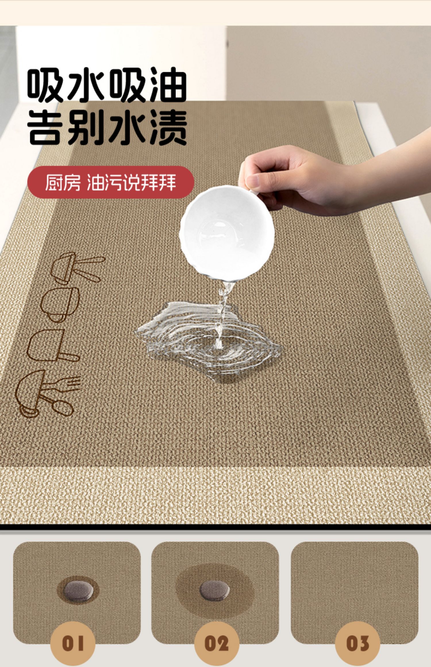 キッチン用吸水防滑マット新登場お手入れ簡単で汚れに強い