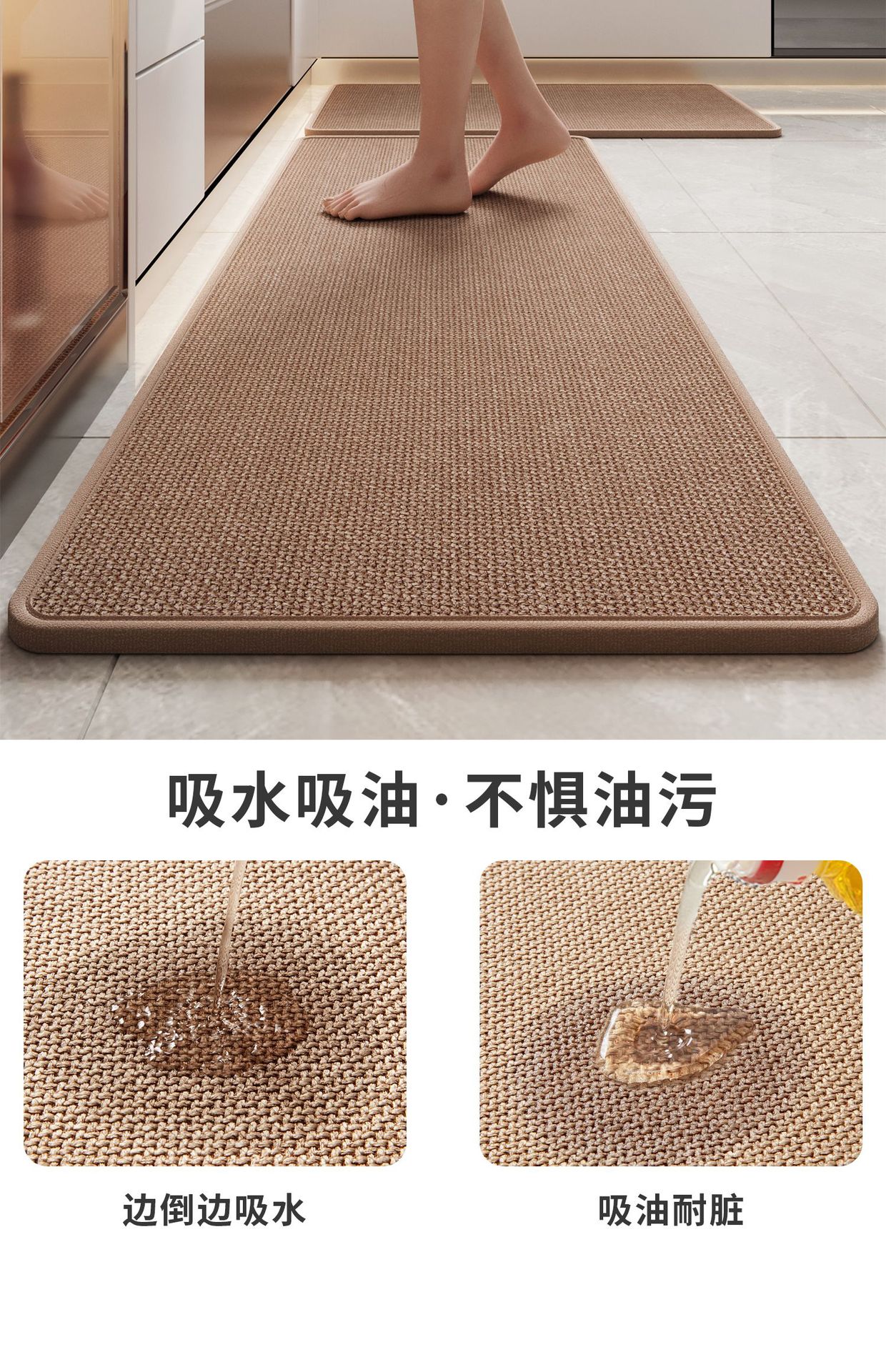 吸水吸油のキッチンマット 免洗で滑り止め機能付き 家庭用の便利なドアマット