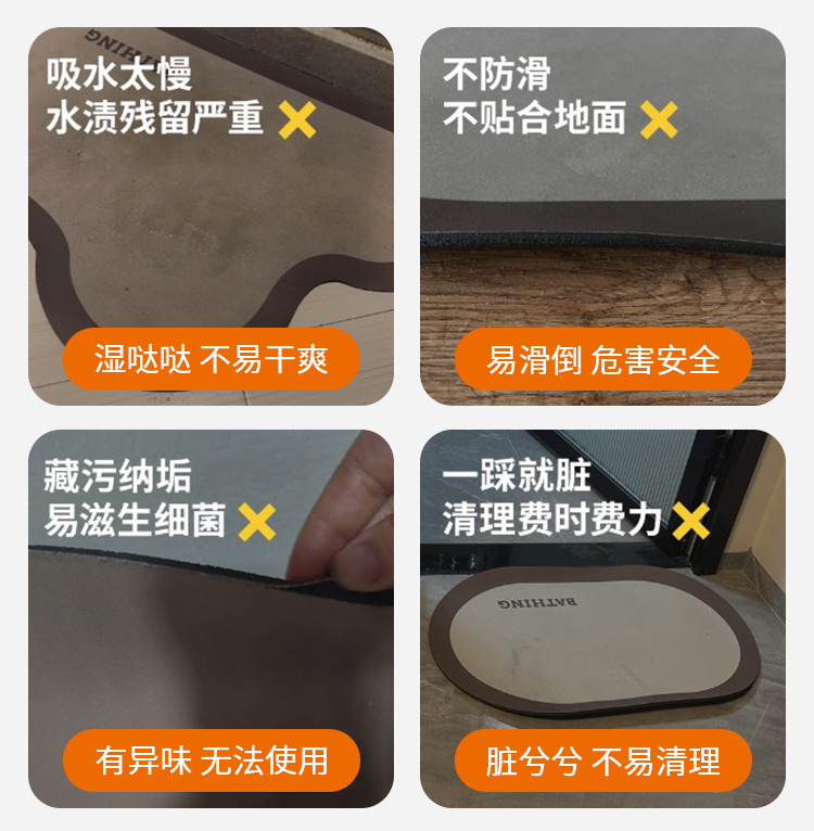 キッチンにも最適な防滑マット 吸水速乾で快適なバスルームマット