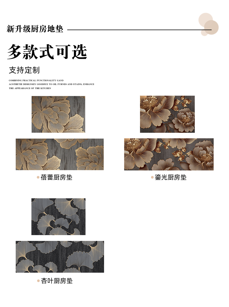 キッチン用防水マット全敷きタイプ汚れに強くお手入れ簡単新しいデザイン2024年モデル