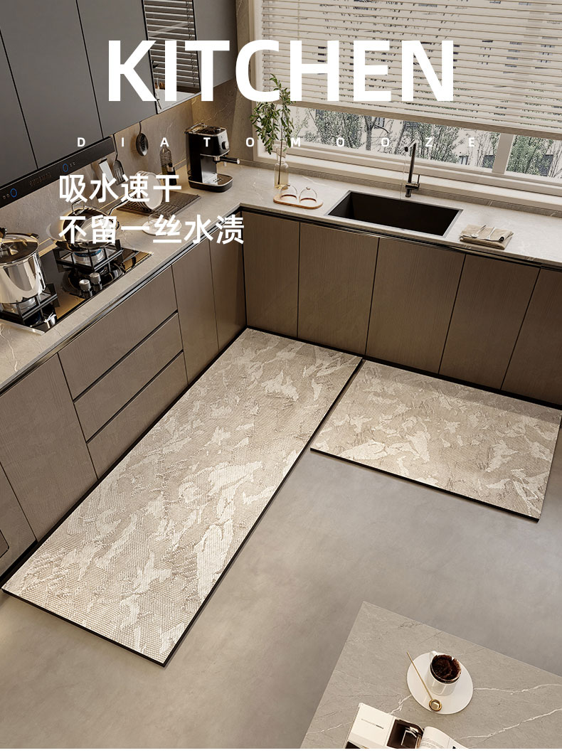 2024新作キッチンマット 防油防滑 吸水性抜群で汚れ知らずの理想的なキッチンマット