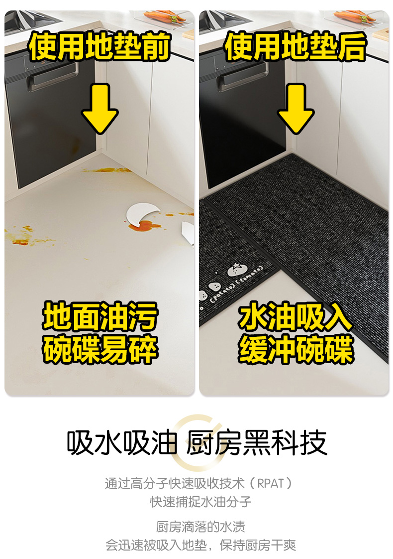 キッチンにぴったりな防滑マット 吸水性抜群でお手入れ簡単 新感覚のマット