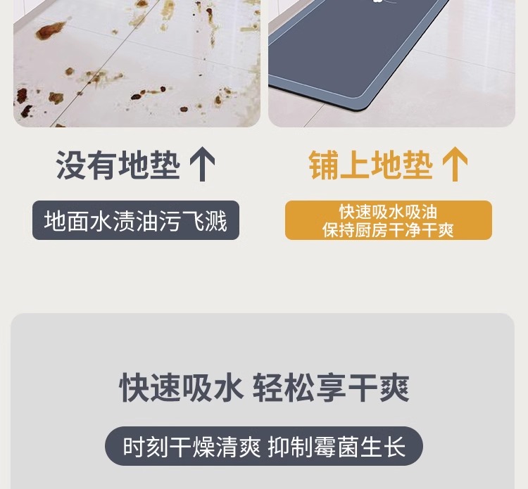 防水防油のキッチンマット 耐滑性と耐久性を兼ね備えた便利アイテム