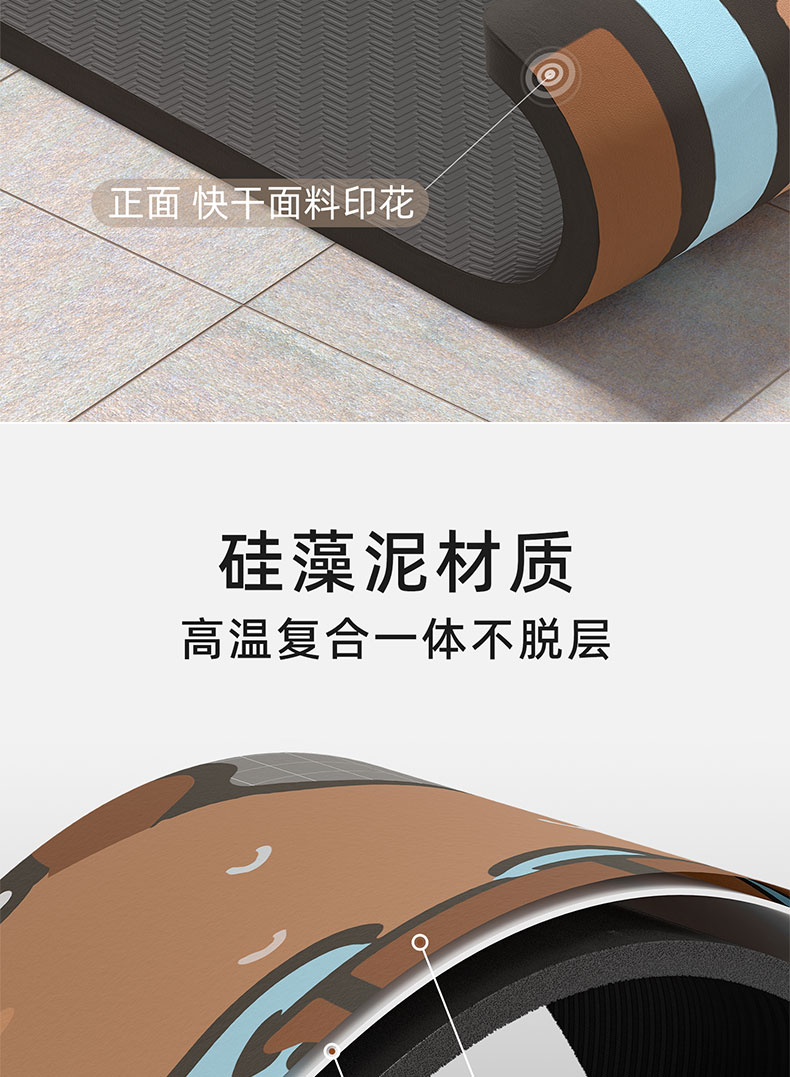 カピバラデザインのキッチンマット 防滑で吸水速乾 快適なバスルーム空間を実現