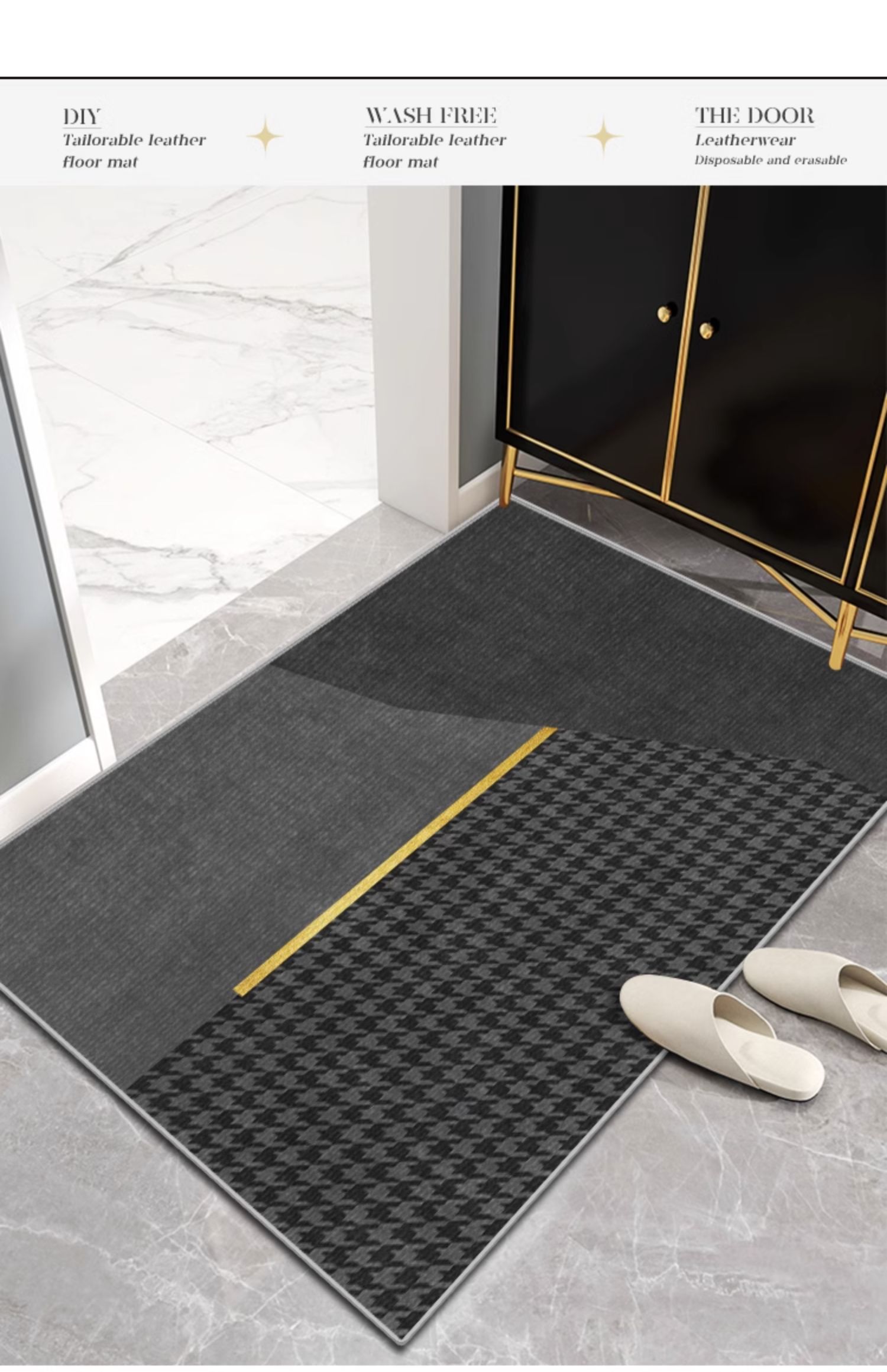 現代的デザインのキッチンマット 家庭用防滑ドアマットで安全快適な空間