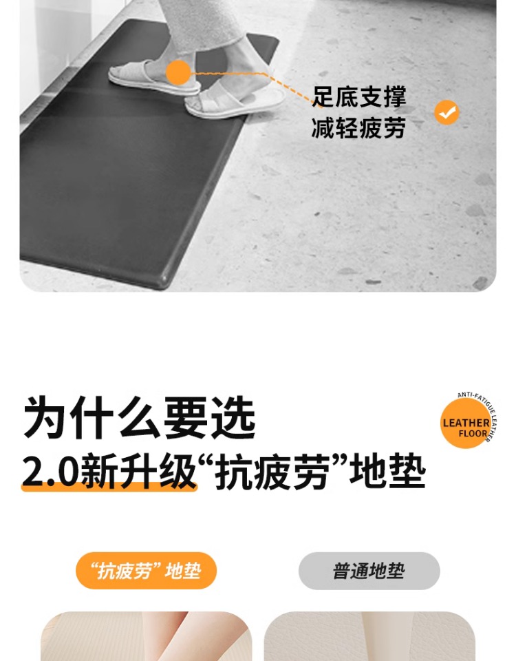 防水抗疲労キッチンマットお手入れ簡単厚手滑り止め