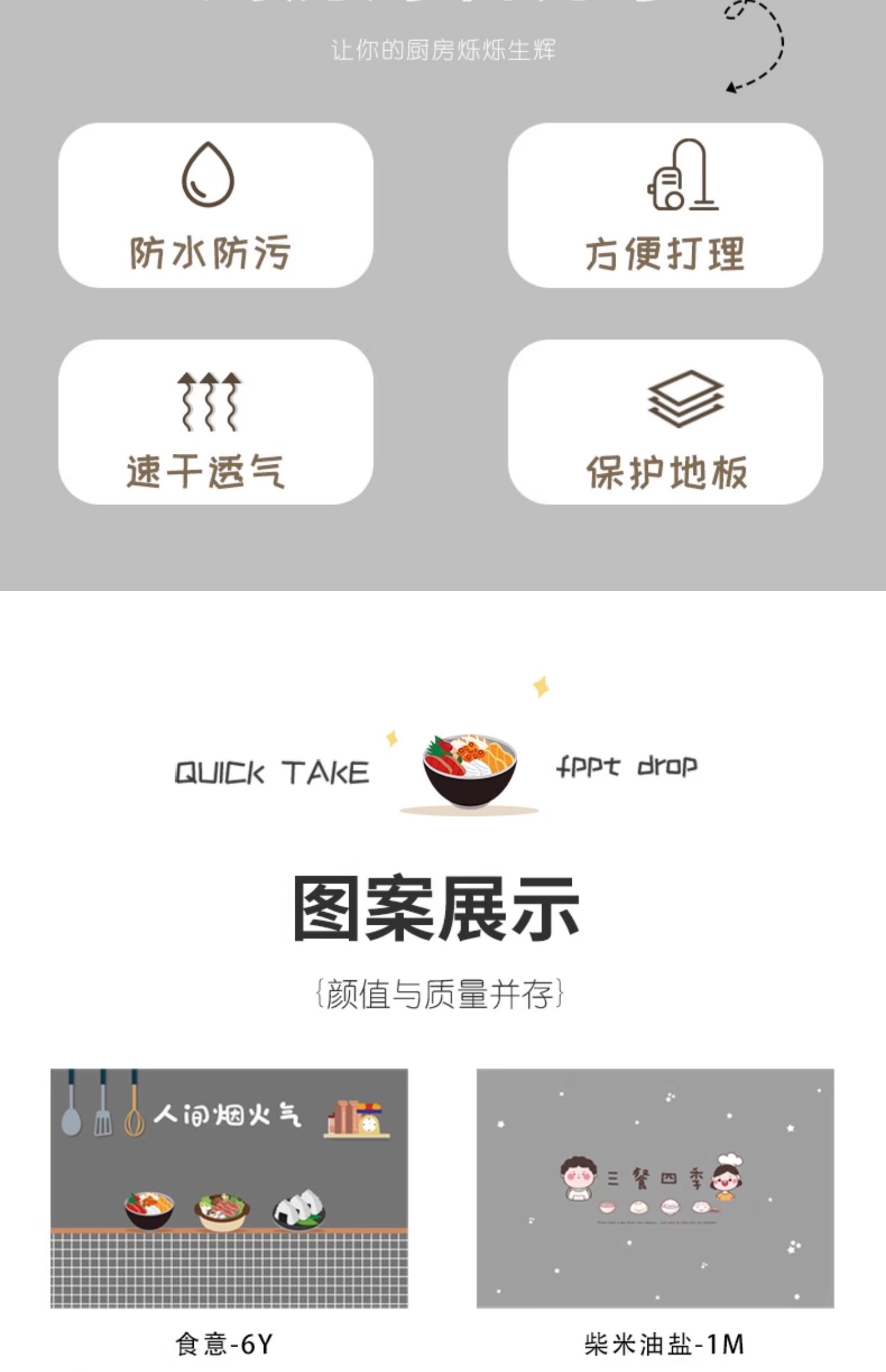キッチン専用の防滑マット 汚れに強いPVC製でお手入れ簡単 水にも強い快適な足元