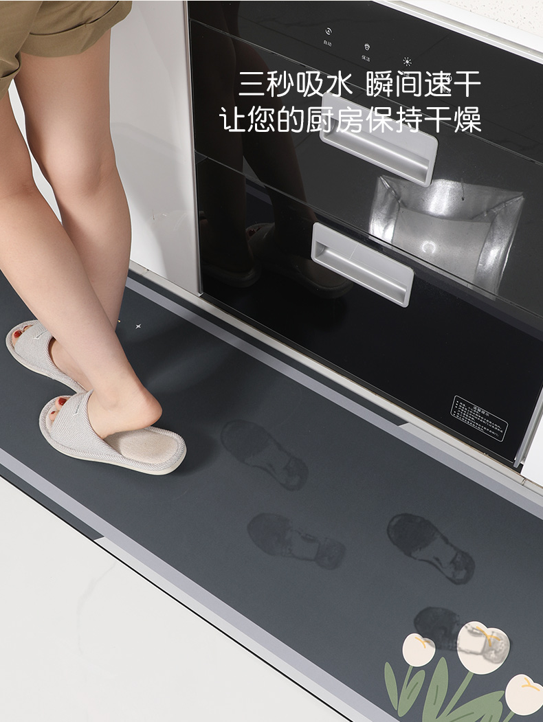 キッチン用防滑マット 油を吸収し水も弾く 入り口の水や汚れを防ぐマット