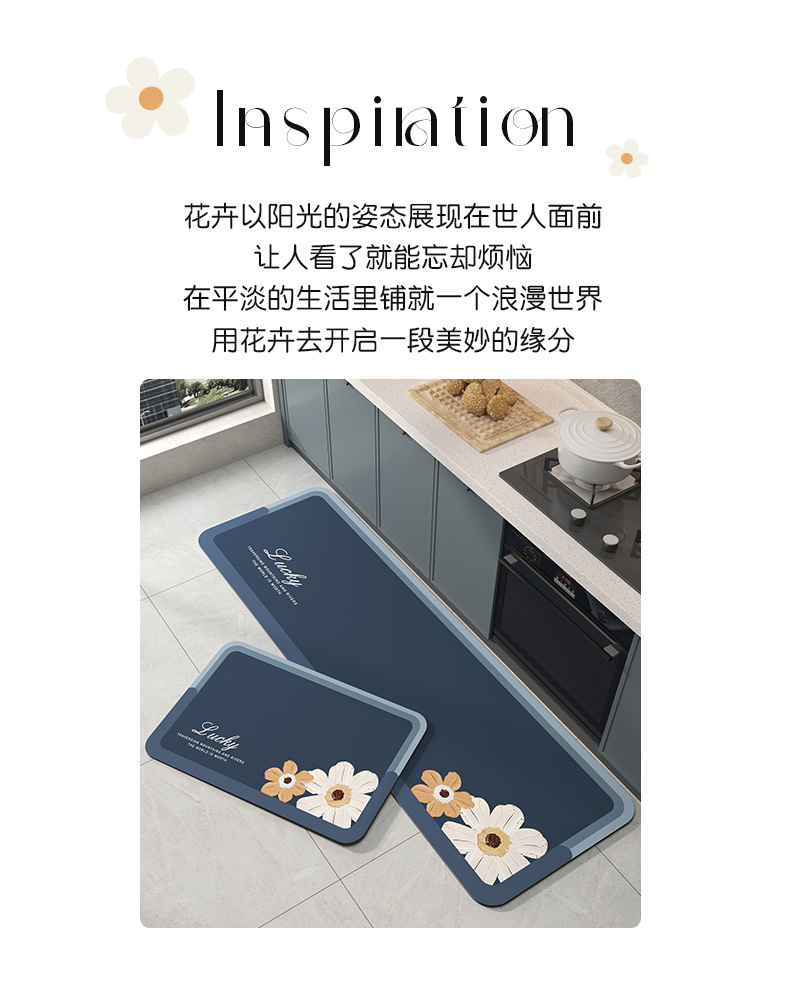 キッチン用防滑マット 油を吸収し水も弾く 入り口の水や汚れを防ぐマット