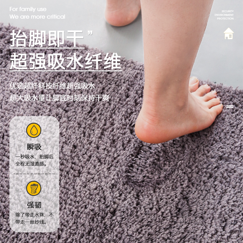 吸水性抜群の浴室マット キッチンやトイレの入り口に最適な滑り止め機能付き 家庭用足元快適グッズ