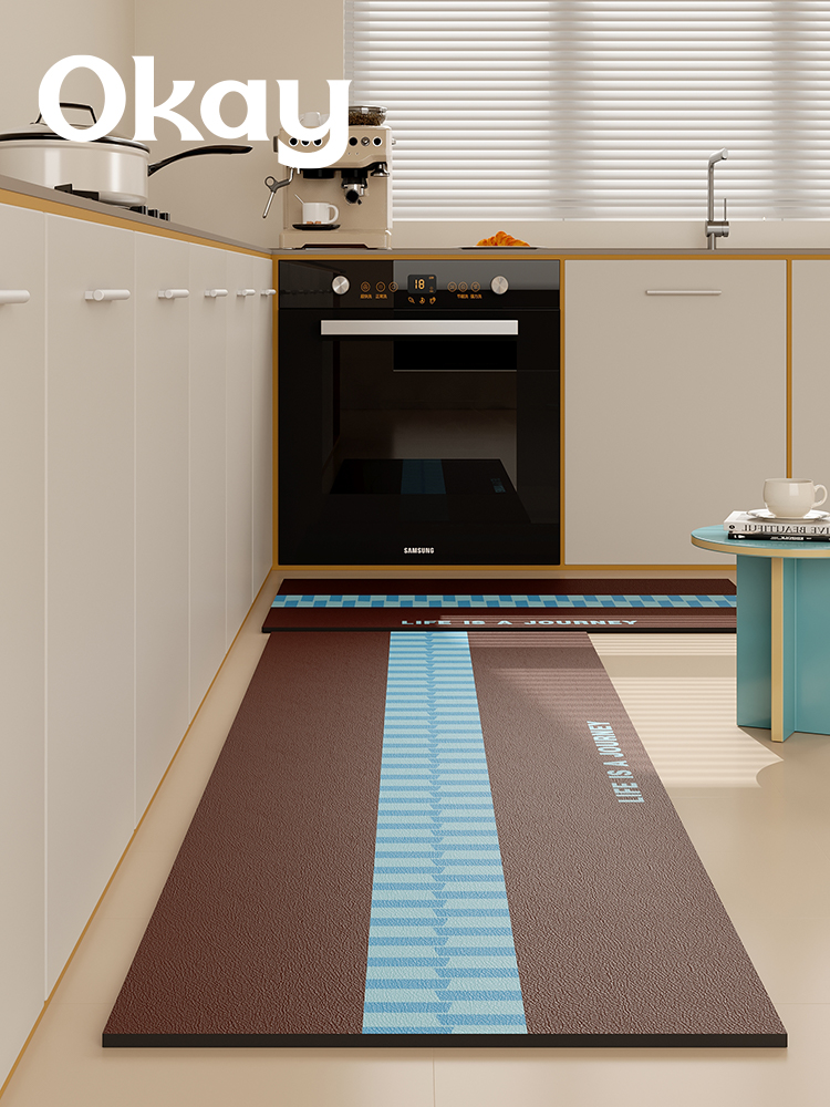 吸水性抜群のキッチン用マット 汚れに強く滑りにくいシンプルデザイン