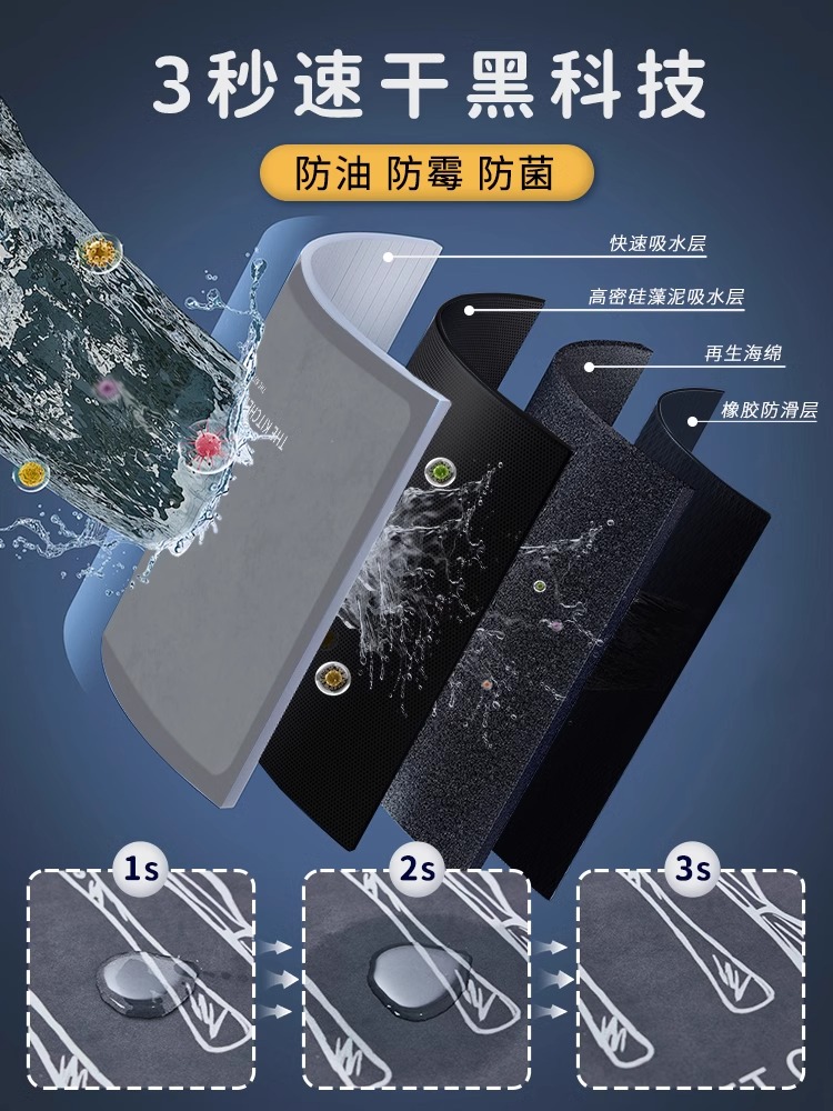 キッチン専用マット2025年新作吸水性抜群の高級防滑防油マット