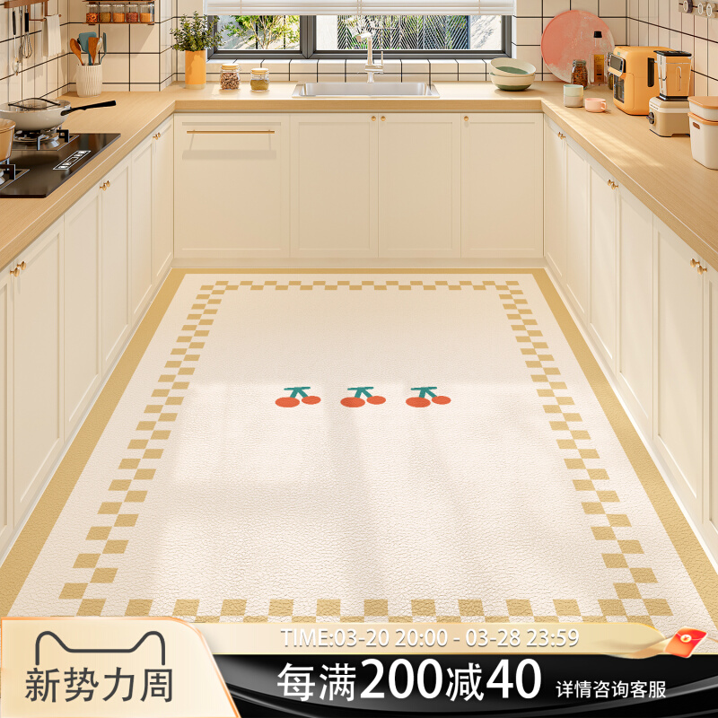 防水キッチンマット2025新作 PVC皮革製でお手入れ簡単 滑り止め機能付き