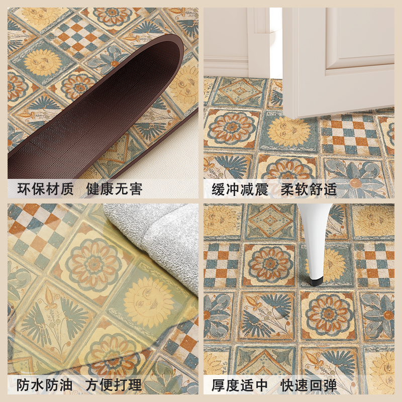 おしゃれなキッチンマット 防滑防水でお手入れ簡単 高級感あふれるデザイン