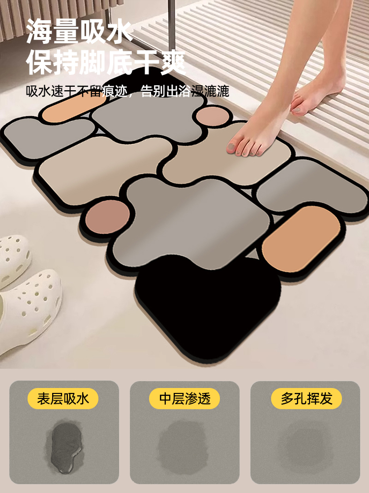 キッチンにぴったりの防滑マット 湿気を吸収するマット 浴室やトイレに最適