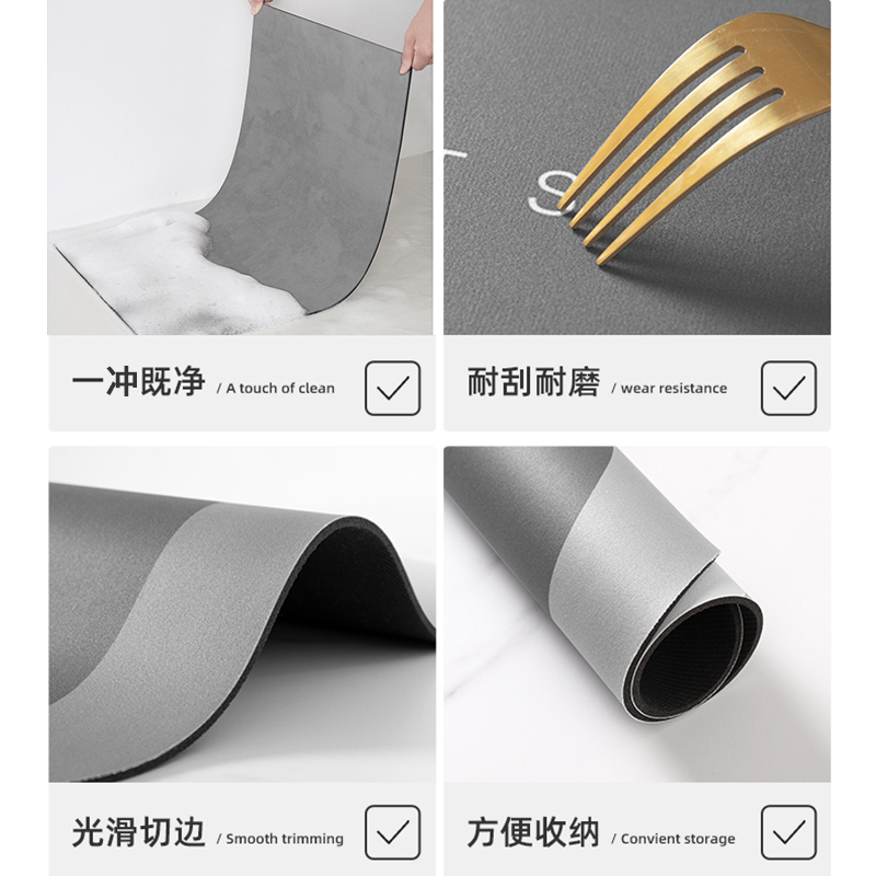 おしゃれなキッチンマット 吸水防滑でお手入れ簡単 新品2025年モデル