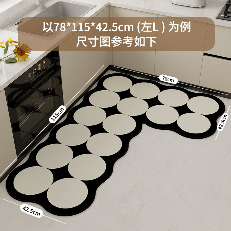 高級感あふれるキッチンマット 吸水防滑でお手入れ簡単 L型転角にぴったり