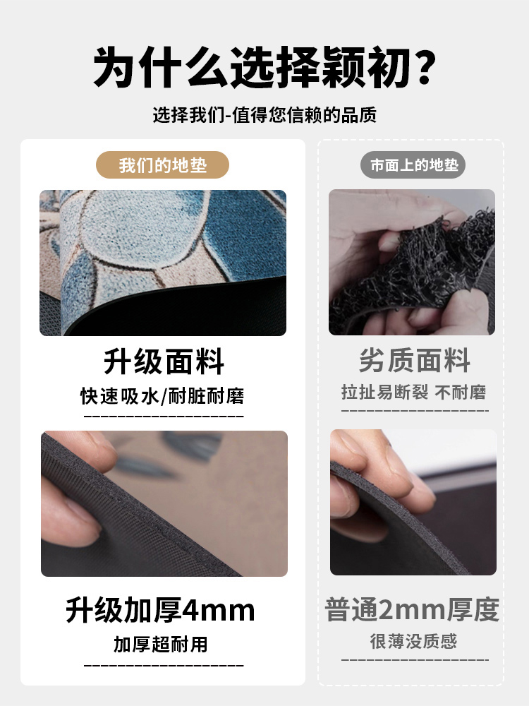 おしゃれなキッチンにぴったりの防滑マット 汚れに強く速乾性抜群の長方形マット