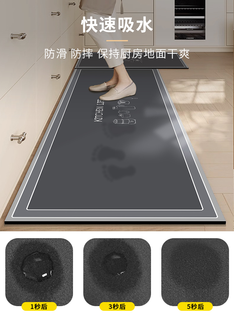 L字型キッチンマット新登場滑り止め油汚れ防止お手入れ簡単防水耐久性抜群のマット