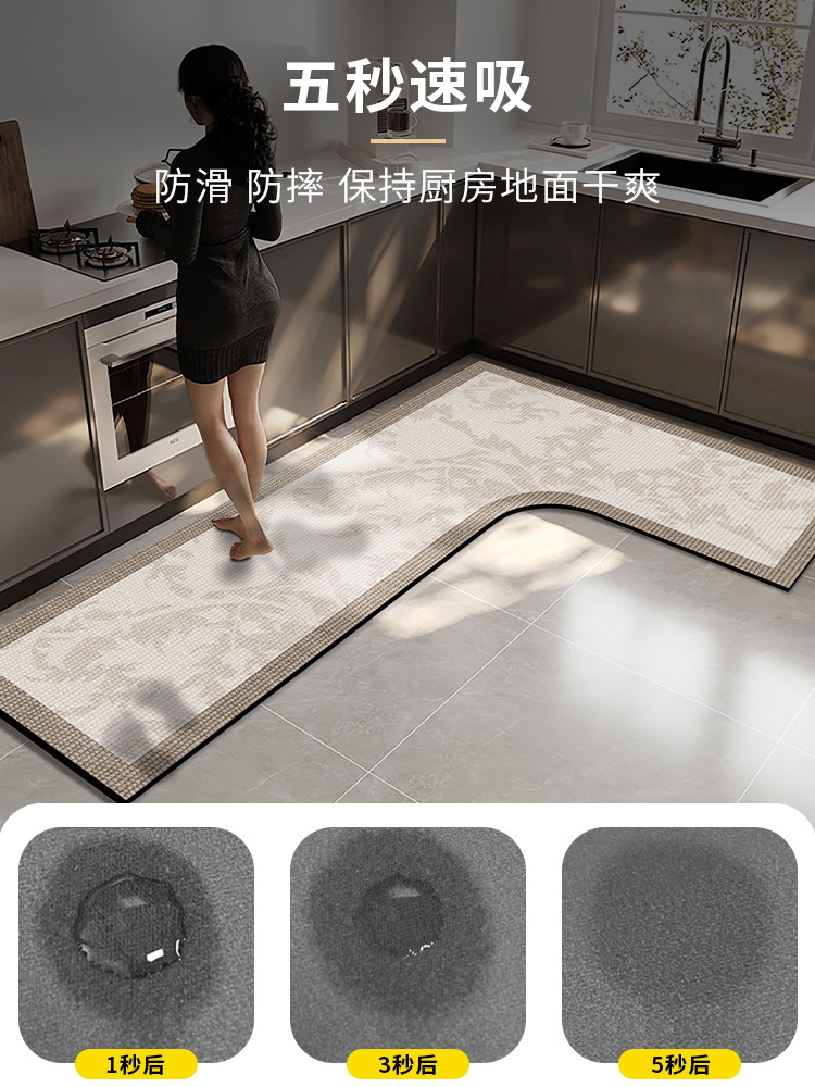 キッチン専用マット 吸水性抜群の防滑マット 汚れに強い快適空間