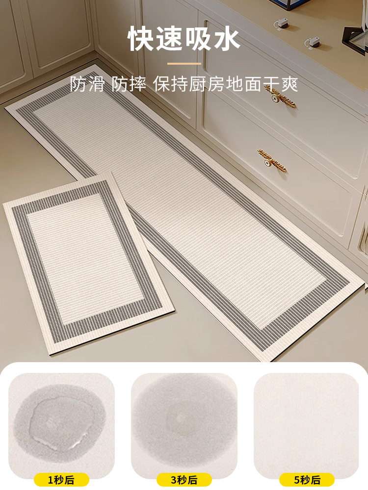 高級キッチン用マット 滑り止めと吸水機能 こぼれにも強いデザイン
