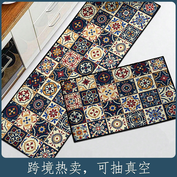 新しい方格デザインのキッチン用マット 吸水性抜群で滑り止め機能付き