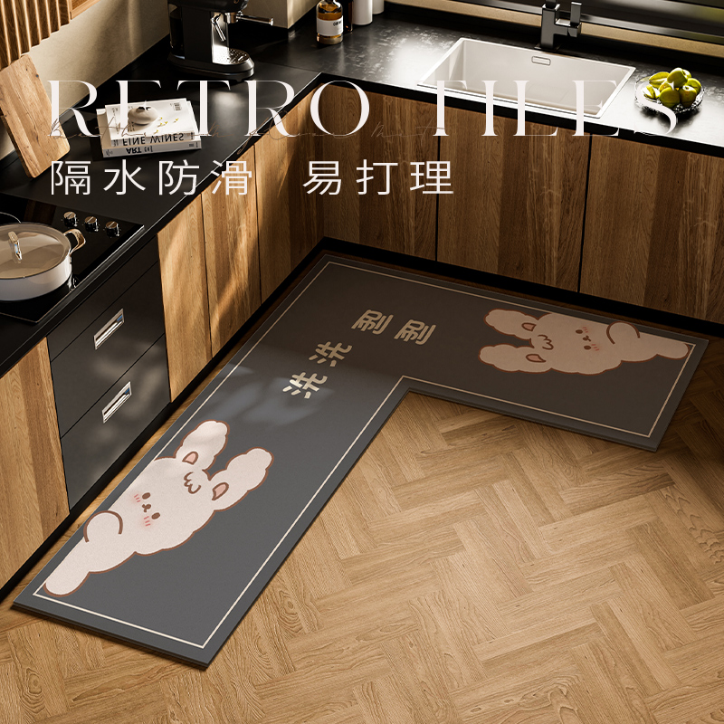 キッチン専用マット 吸水防滑でお手入れ簡単 機能的で可愛いデザイン