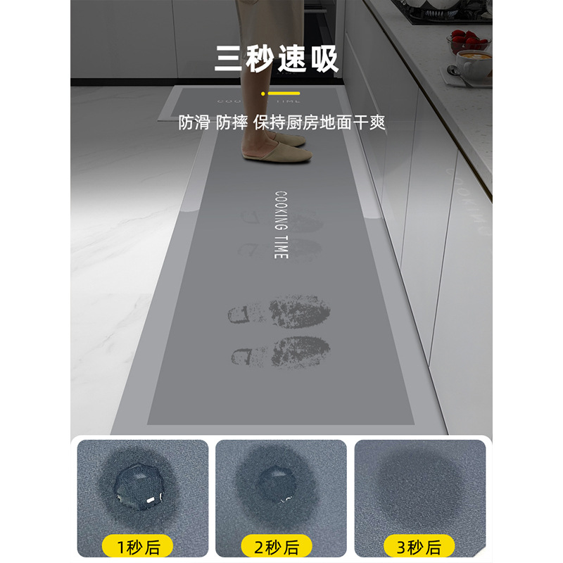 キッチン用防滑マット 油汚れも安心 吸水性抜群の長条型マット