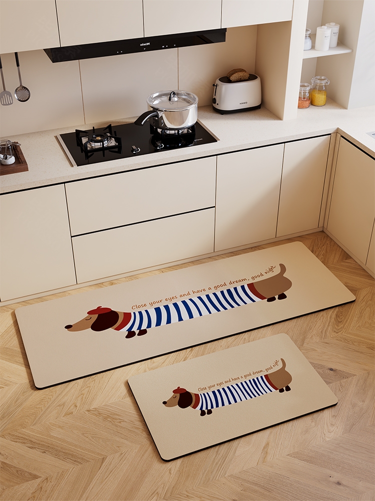 腊肠犬のキッチン用マット 滑り止め機能付き おしゃれで実用的な玄関マット