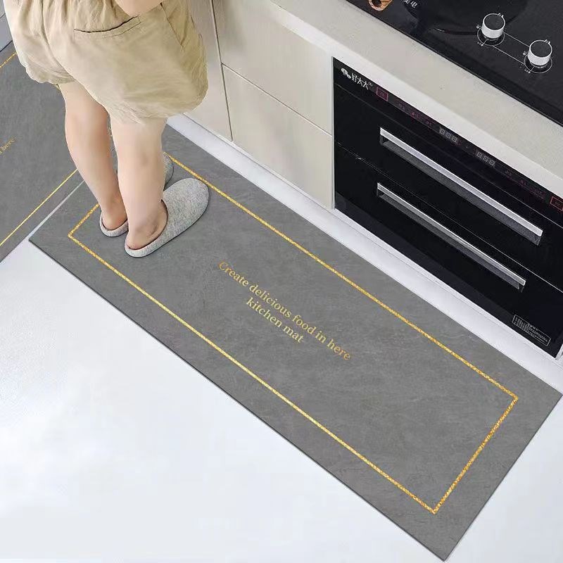 シンプルなキッチン用吸水マット 速乾で汚れに強い 玄関にも最適な長方形デザイン