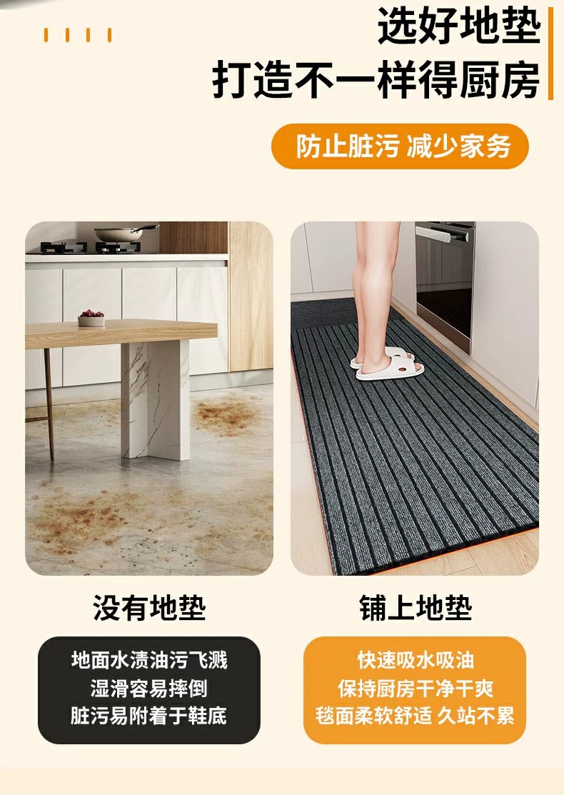高級キッチンマット 玄関用防滑除塵マット お手入れ簡単で清潔感アップ