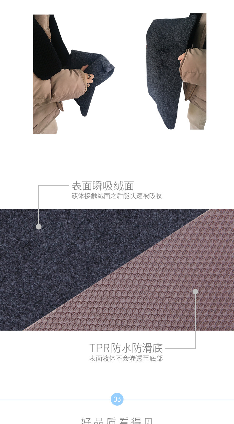 キッチン用吸水マット滑り止め効果のある長方形玄関マット
