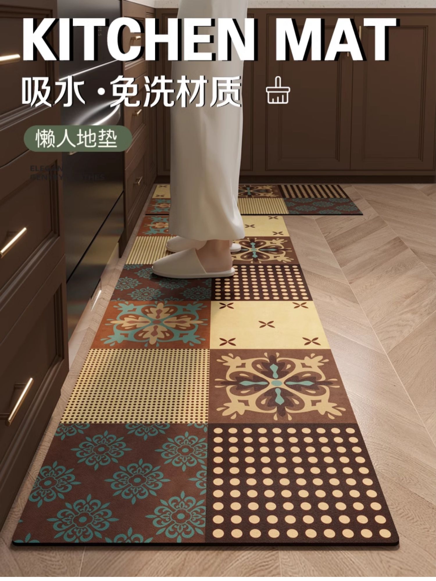 キッチン専用の吸水マット防滑防油でお手入れ簡単使いやすい進入口に最適