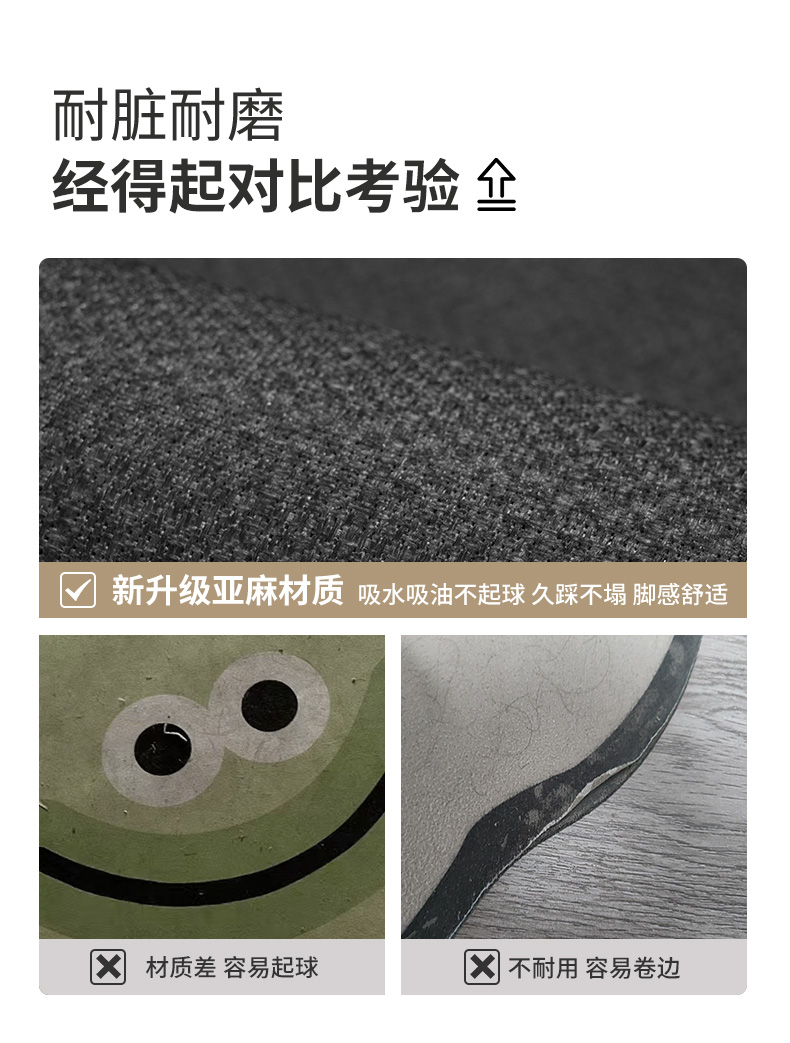 滑り止め機能付きキッチンマット 汚れを気にせず使える吸水性抜群の防水マット