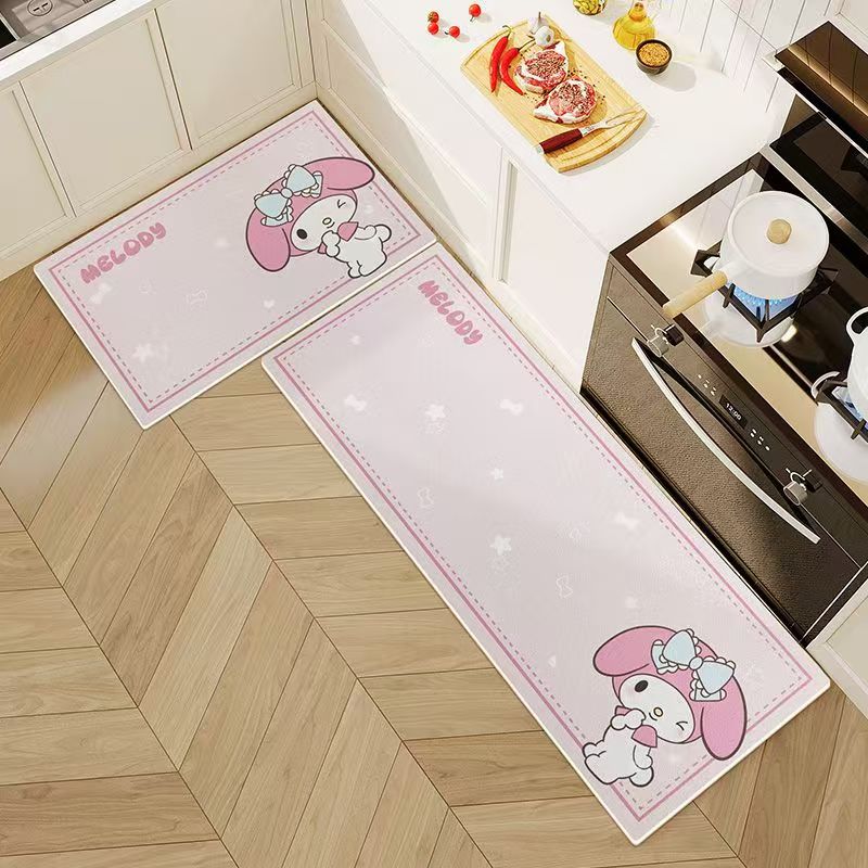 カートゥーンデザインのキッチン用マット 滑り止めと防油効果で汚れ知らずの便利アイテム