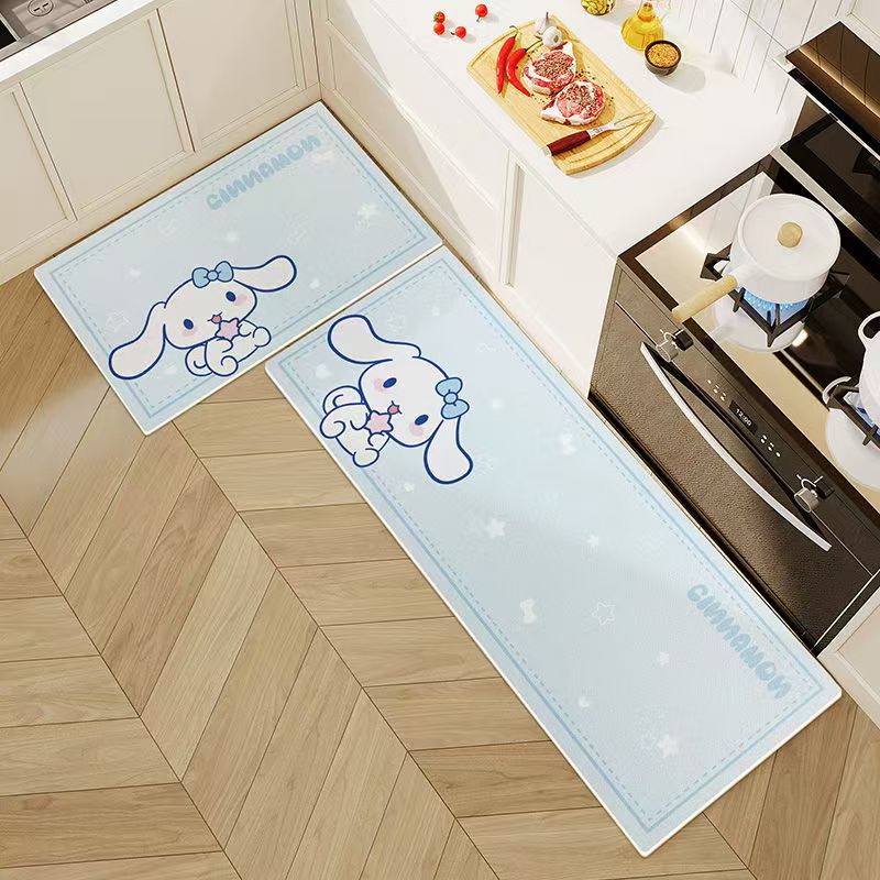 カートゥーンデザインのキッチン用マット 滑り止めと防油効果で汚れ知らずの便利アイテム