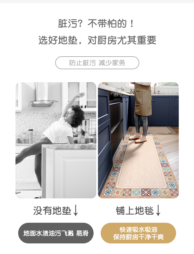 吸水性抜群のキッチン専用マット2025年新作滑り止め機能付きお手入れ不要