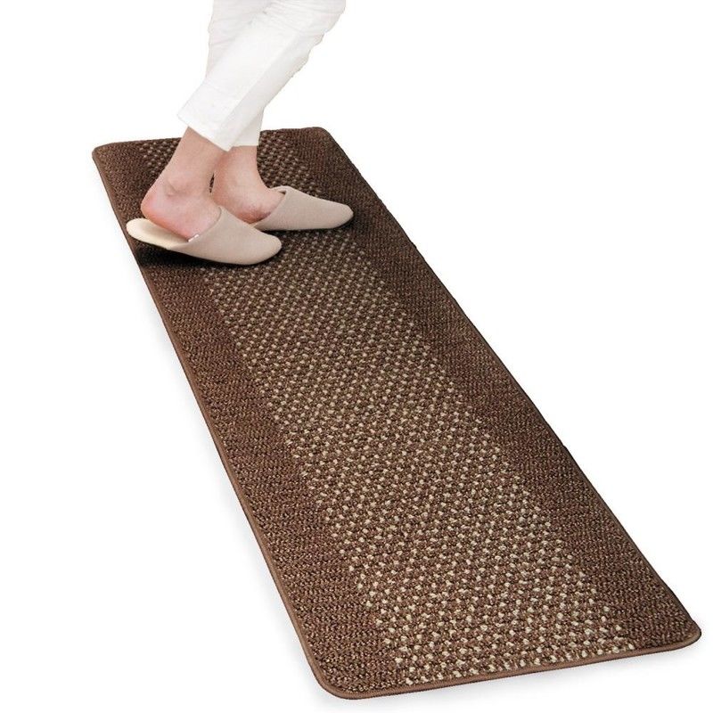 日本直送 Oka キッチン用品 お手入れ簡単なマット 45*180cm 茶色