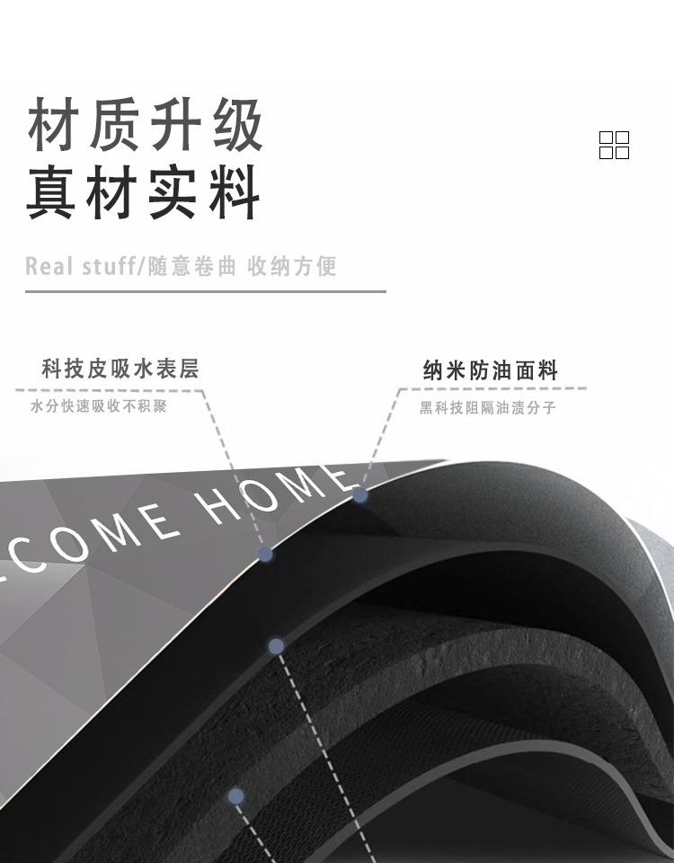 吸水性抜群のキッチンマット 汚れに強くお手入れ簡単 滑り止めで安心 防油防水の万能アイテム