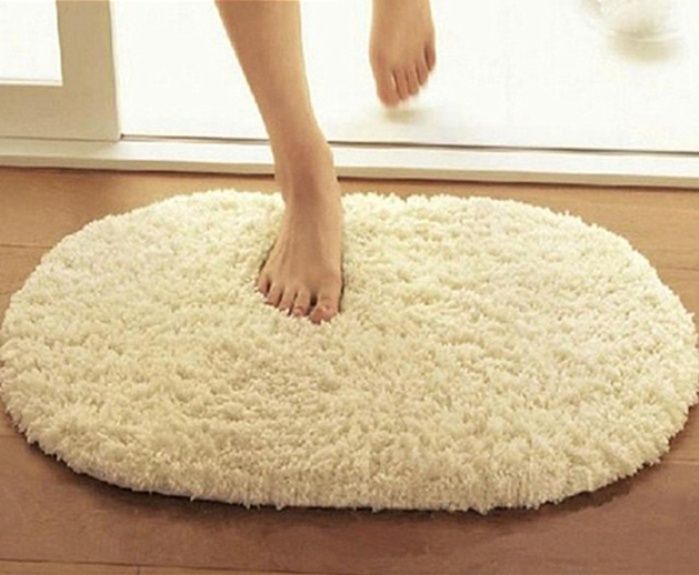 ふかふか極細繊維で疲れない！滑り止め付き楕円キッチンマット270cm