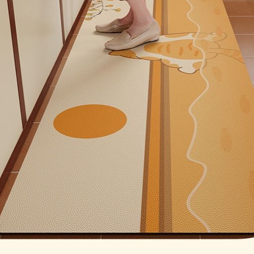 拭ける撥水素材で油汚れもサッと落とせる滑り止め付きキッチンマット