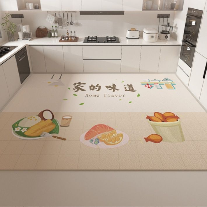 拭き取れるPVC製で撥水加工！ずれない滑り止め付きキッチンマット