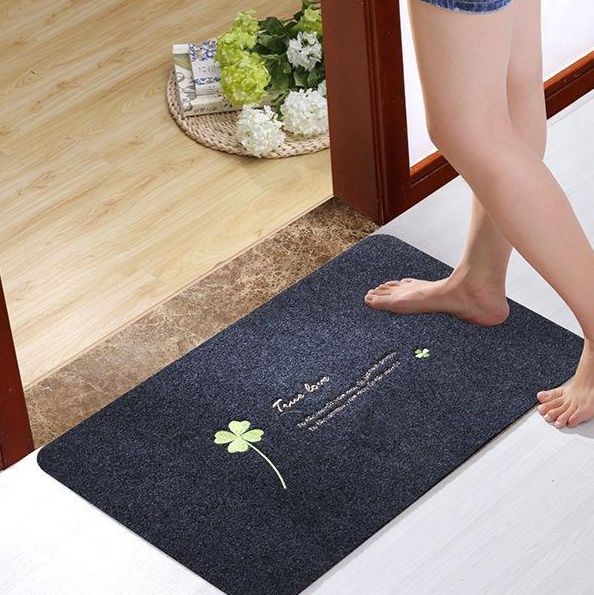 植物花柄が美しい撥水加工キッチンマット！洗えて拭けるお手入れ簡単麻素材