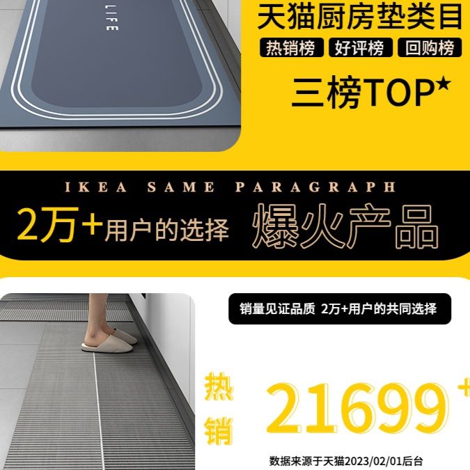 キッチン用防水マット油汚れから守る吸水性抜群の長方形マット