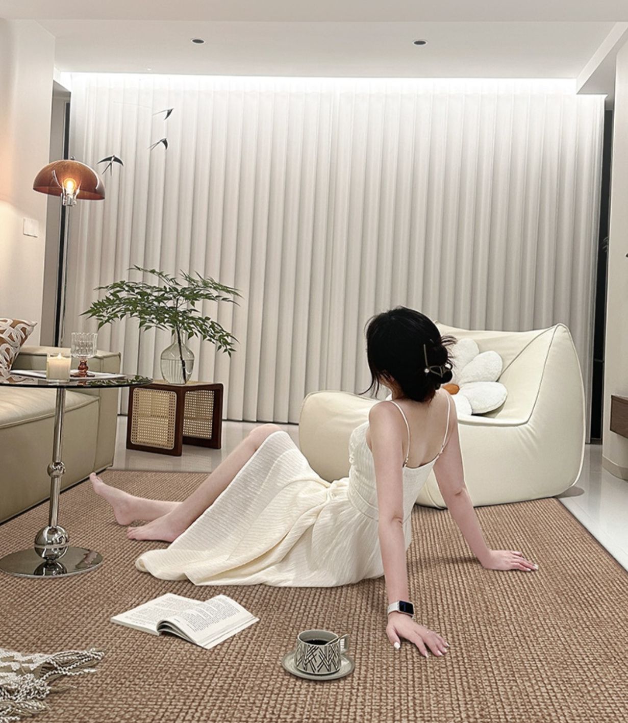 床暖房対応で洗える！滑り止め付き北欧風キッチンマット大判サイズ
